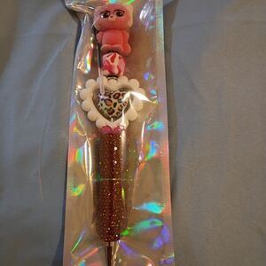 Cute Pink and Brown Beaded Pen